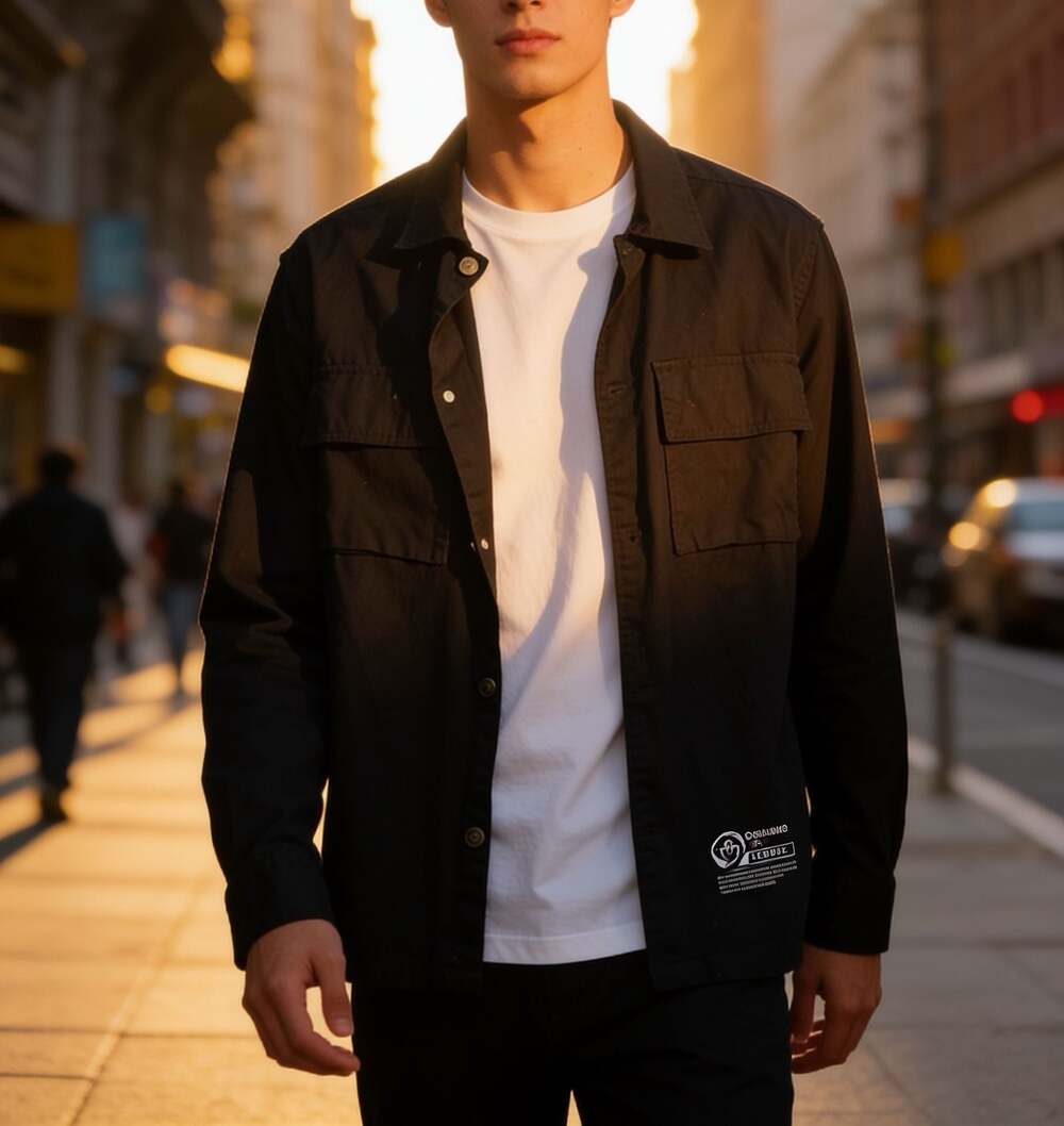 Soul Star Mens Black MSK SOBA Long Sleeve Utility Overshirt Jacket